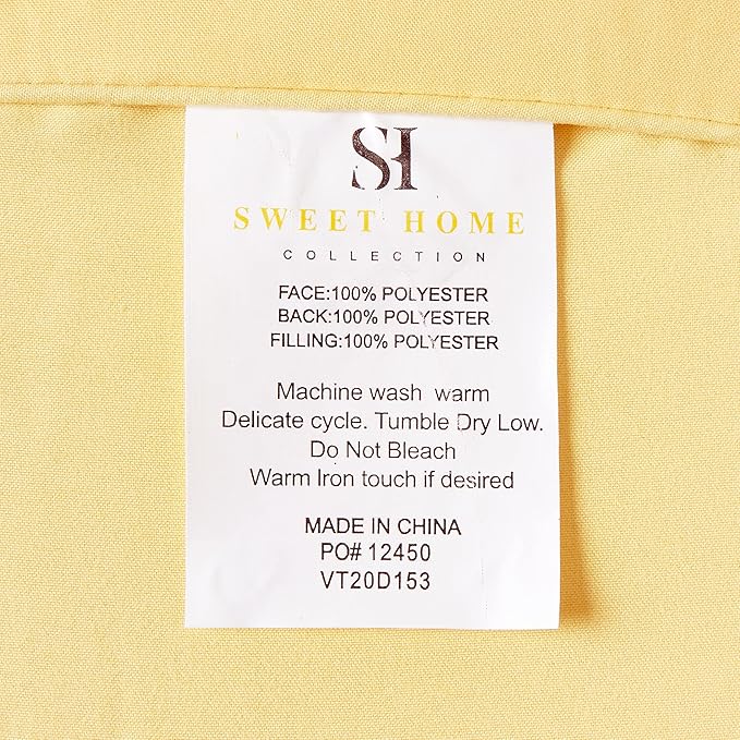 Sweet Home Collection 7 Piece Comforter Set Bag Solid Color All Season Soft Down Alternative Blanket & Luxurious Microfiber Bed Sheets, Yellow, Queen