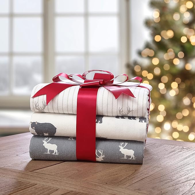 Eddie Bauer - Twin Sheets, Cotton Flannel Bedding Set, Brushed For Extra Softness, Cozy Home Decor (Bear Family, Twin)