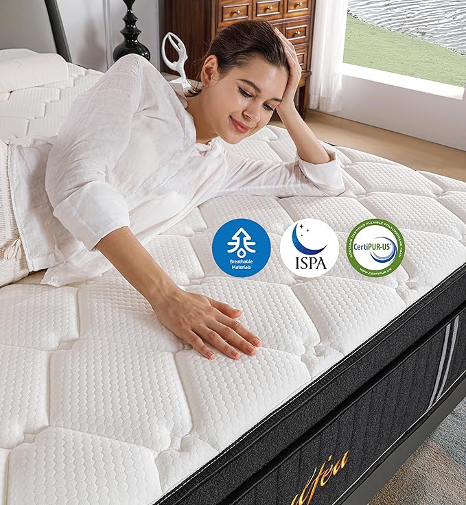 Full Size Mattress,12 Inch Hybrid Full Mattress in a Box with Memory Foam & Individual Pocket Spring for Edge Support,Pressure Relief,Medium Firm,CertiPUR-US.