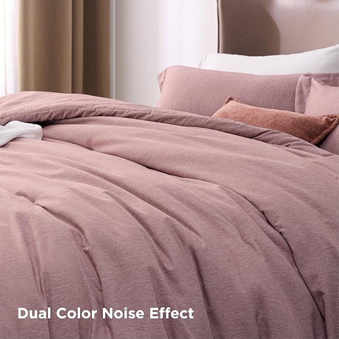 Bedsure Full Comforter Set - Dusty Rose Soft Bedding for All Seasons, Cationic Dyed Bed Set, 3 Pieces, 1 Full Size Comforter (82"x86") and 2 Pillow Shams (20"x26"+2")