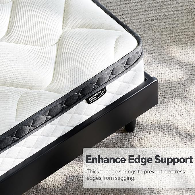 Twin Mattress in a Box, 10 Inch Twin Hybrid Mattress with Individual Pocket Spring & Memory Foam, Motion Isolation, Comfort for Pressure Relief, CertiPUR-US Certified