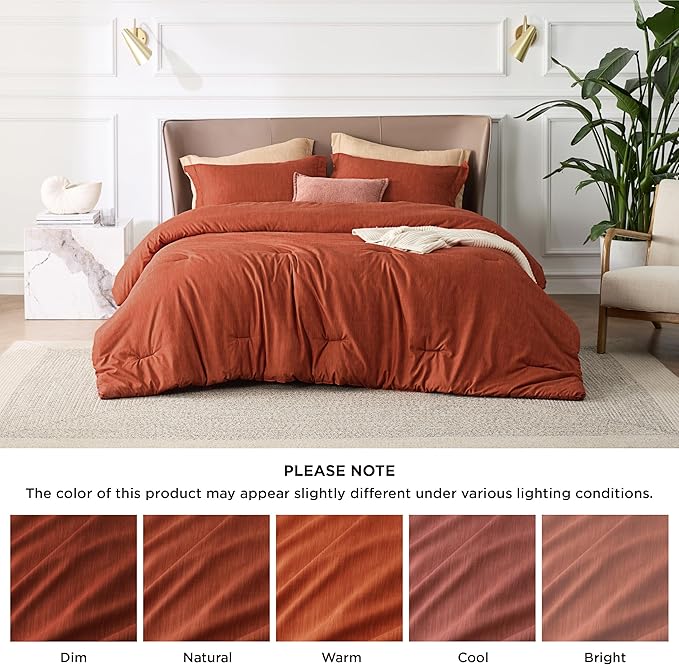 Bedsure California King Comforter Set - Burnt Orange Soft Bedding for All Seasons, Cationic Dyed Bed Set, 3 Pieces, 1 California King Size Comforter (104"x96") and 2 Pillow Shams (20"x36"+2")