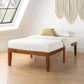 Mellow Naturalista Classic 16 Inch Solid Wood Platform Bed with Wooden Slats, Cherry, Twin