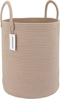 Cotton Rope Laundry Basket Hamper for Clothes Woven Storage Basket for Living Room Bedroom Boho Tall Rope Baskets for Blanket Toys Pillow Towels Baby Nursery Hamper Bin Konjac