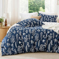 Bedsure King Comforter Set - Navy Bed Set, 3 Pieces Cute Floral Bedding, 1 Soft Reversible Botanical Flowers Comforter and 2 Pillow Shams