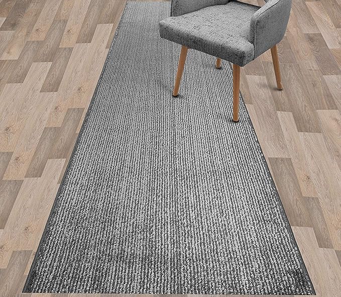 Custom Length Cut to Size Wide Width Carpet Runner Rug for Hallways, Skid Resistant Latex Rubber Backed, 31 inch Wide X Customized Length, Stripe Grey, 31 inch X 16 feet