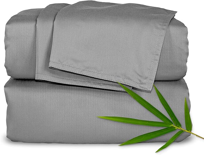Pure Bamboo California King Sheets, Genuine 100% Organic Viscose Derived from Bamboo Bed Sheet Set, Soft & Cooling, Double Stitching, Lifetime Quality Promise (California King, Stone Grey)