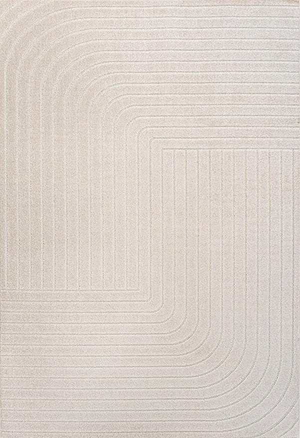 Eyely NCS101A-18 Scandinavian Odense Minimalist Angle Geometric Indoor Rug, Pet Friendly, Non-Shedding, Stain Resistant, Easy-Cleaning, Ivory/Cream, 12 ft. x 18 ft., Indoor/Outdoor, Area Rug