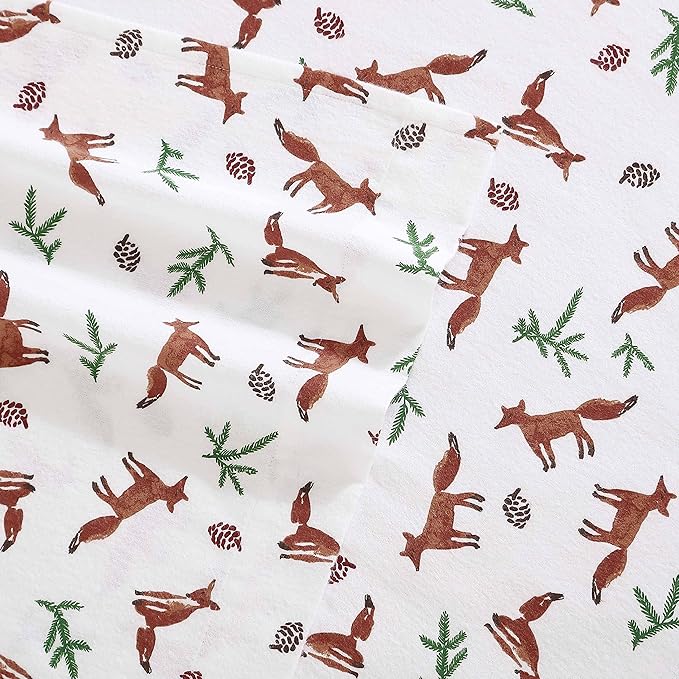 Eddie Bauer- Twin Sheet Set, Cotton Flannel Bedding Set, Brushed for Extra Softness, Cozy Home Décor (Fox Trail Orange, Twin)