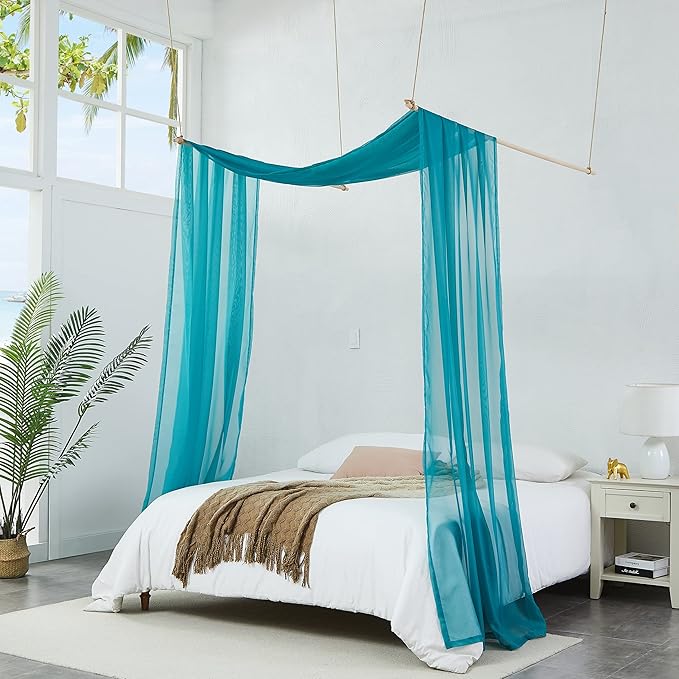 Warm Home Designs 24 Feet Long Green Teal Sheer Window Scarf. These XXL Length Valance Scarves 54 X 288 Inches in Size. Great as Bed Canopy or Wedding Arch Draping Fabric. AM Teal 288"