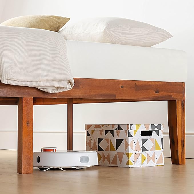 Mellow Naturalista Classic 16 Inch Solid Wood Platform Bed with Wooden Slats, Cherry, King