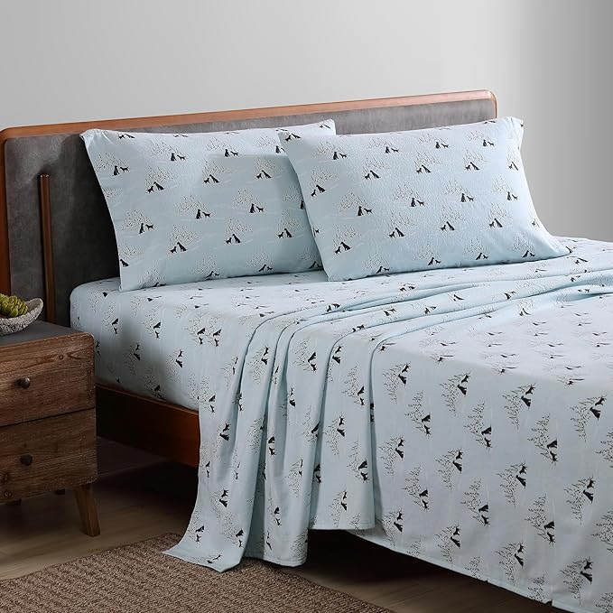 Eddie Bauer - Full Sheets, Cotton Flannel Bedding Set, Brushed For Extra Softness, Cozy Home Decor (Dog Friends, Full)