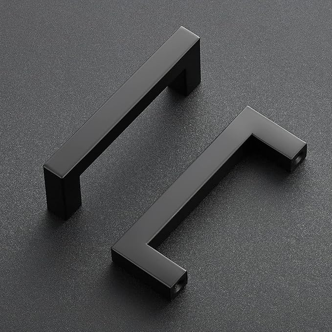 Ravinte 25 Pack Black Cabinet Pulls 3-1/2 Inch Square Kitchen Cabinet Handles Matte Black Kitchen Hardware for Drawer Pulls Drawer Handles Come with Screwdriver