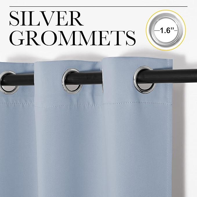 NICETOWN Vintage Blue Blackout Curtains 68 inches Length for Laundry Room, 2 Panels, 42" Wide, Thermal Insulated Decoration Drapes for Office Window