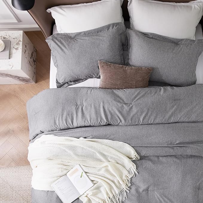 Bedsure Super King Comforter Set - Dark Grey Soft Bedding for All Seasons, Cationic Dyed Bed Set, 3 Pieces, 1 Super King Size Comforter (120"x120") and 2 Pillow Shams (20"x36"+2")