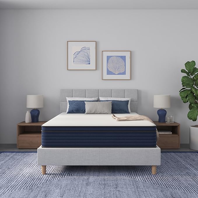 NapQueen Queen Size, 10 Inch New Victoria Hybrid Cooling Gel Infused Pocket Spring and Memory Foam Mattress, Bed in a Box, CertiPUR-US Certified