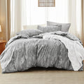Bedsure King Comforter Set - Grey Bed Set, 3 Pieces Cute Floral Bedding, 1 Soft Reversible Botanical Flowers Comforter and 2 Pillow Shams