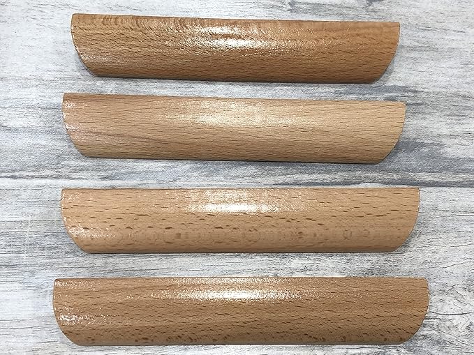 10Pcs 6.34" Wood Solid Furniture Pulls Handles, Painted Smoothly Wooden Handles Cupboard Closet Drawer Handle Pull,Hole Dis.5.04"