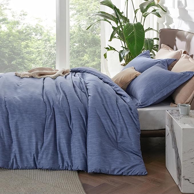Bedsure Queen Comforter Set - Infinity Blue Soft Bedding for All Seasons, Cationic Dyed Bed Set, 3 Pieces, 1 Queen Size Comforter (90"x90") and 2 Pillow Shams (20"x26"+2")