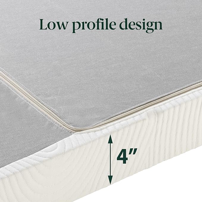 ZINUS 4 Inch Box Spring with Cover, No Assembly Mattress Foundation, Sturdy Metal Structure, Split King, White