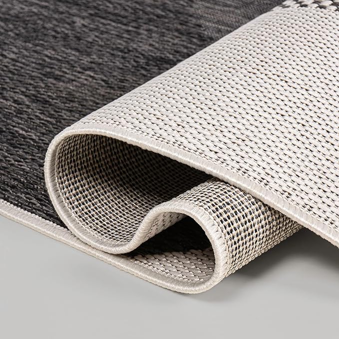 JONATHAN Y Geometric Organic Shapes Indoor Outdoor Runner Rug 2X8 Cream/Black, Zia Modern for Backyard, Patio, Porch, Easy-Cleaning, High Traffic, Pet-Friendly, Non-Shedding (TSN306A-28)
