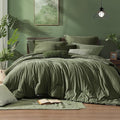 Monbix King Size Comforter Set, Olive Green King Bed Set Reversible, King Size Comforter Set 7 Pieces, Cationic Dyeing Bed in a Bag with Comforter, Sheets, Pillowcases & Shams