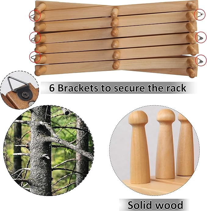 WEBI Accordion Wall Hanger,Wooden Expandable Coat Rack,Accordion Hat Rack for Wall for Hats,Caps,20 Peg Hooks,Natural,2 Packs