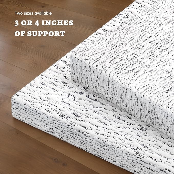 Subrtex Memory Foam Mattress Topper King, 4 Inch Bed Toppers for Pressure Relieving, Soft Mattress Pads with Removable Washable Cover