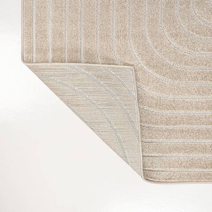 Eyely NCS101E-5 Odense High-Low Minimalist Angle Geometric Beige/Cream 5 ft. x 8 ft. Indoor/Outdoor Area Rug, for Home, Backyard, Patio, Porch, Bedroom, Kitchen, Living Room