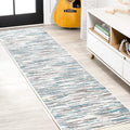 JONATHAN Y Speer Abstract Linear Stripe Gray/Blue Runner Rug, 2x8, Contemporary, Rustic, Easy-Cleaning for Living Room, Bedroom, Kitchen, Pet Friendly, Non-Shedding (LUX106A-28)