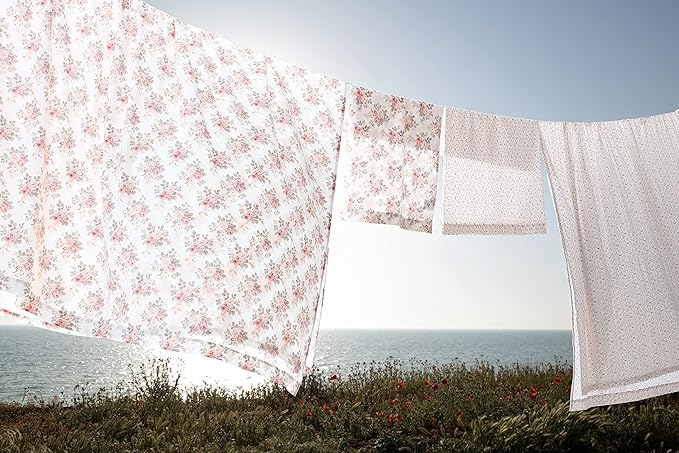 Laura Ashley - Flannel Sheets Queen Size, Anti-Pilling & Wrinkle Resistant Cotton, Touchably Soft for All-Season Comfort - Bed Sheets with Matching Pillowcases & Fitted Sheet (Lisalee Pink)
