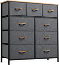 YITAHOME Dresser with 9 Drawers, Fabric Dresser for Bedroom, Living Room, Hallway, Closets (Dark Grey)