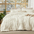 Bedsure Tufted Boho Comforter Set California King Size - Ivory Boho Bed Set, GentleSoft™ 3 Pieces Farmhouse Shabby Chic Embroidery Bedding, Gifts for Woman, Soft Jacquard Comforter for All Seasons