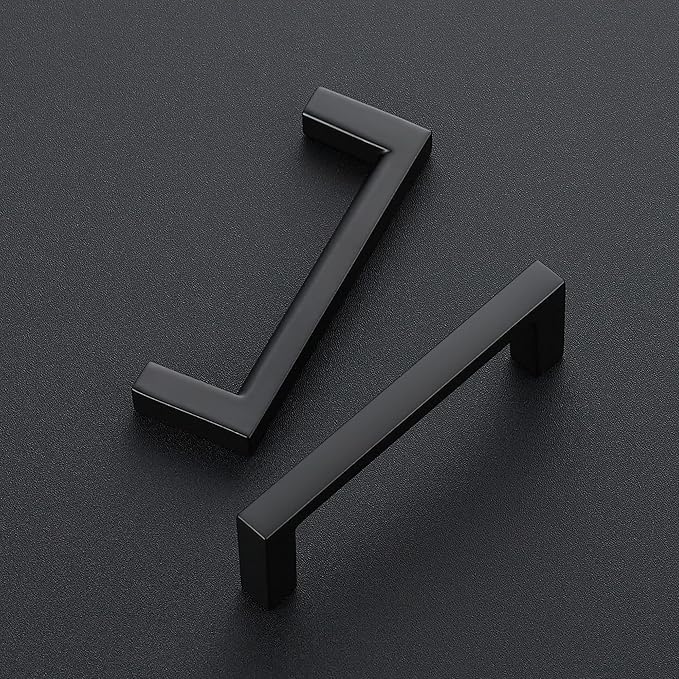 Ravinte 15 Pack Matte Black Cabinet Pulls, 3 Inch (76mm) Hole Center Slim Kitchen Handles, Square Drawer Pulls for Cabinets & Cupboards, Hardware