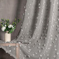 MYSKY HOME Pom Pom Grey Sheer Curtains for Bedroom Girls Room Curtains 120 Inches Long for Nursery Kids Light Filtering Boho Window Drapes, Rod Pocket, 38" Wide, 2 Panels