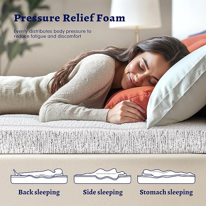 Subrtex Memory Foam Mattress Topper Queen, 4 Inch Mattress Topper for Pressure Relieving, Soft Breathable Bed Topper with Removable Washable Cover, CertiPUR-US Certified
