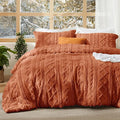 Bedsure Tufted Boho Comforter Set King Size - Terracotta Boho Bed Set, GentleSoft™ 3 Pieces Farmhouse Shabby Chic Embroidery Bedding, Gifts for Woman, Soft Jacquard King Comforter for All Seasons