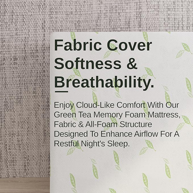 NapQueen King Size, 10 Inch Anula Green Tea Infused Memory Foam Mattress, Bed in a Box, CertiPUR-US Certified Mattress