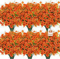 SHareconn 48 Bundles Artificial Fall Flowers for Outdoors Decoration, UV Resistant Silk Eucalyptus Lavender Faux Autumn Fake Plants for Outside Indoor Garden Yard Porch Home Decor, Orange