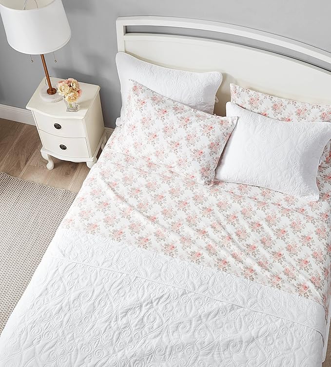 Laura Ashley - Flannel Sheets Queen Size, Anti-Pilling & Wrinkle Resistant Cotton, Touchably Soft for All-Season Comfort - Bed Sheets with Matching Pillowcases & Fitted Sheet (Lisalee Pink)
