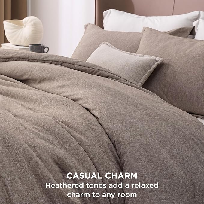 Bedsure Queen Comforter Set - Khaki Soft Bedding for All Seasons, Cationic Dyed Bed Set, 3 Pieces, 1 Queen Size Comforter (90"x90") and 2 Pillow Shams (20"x26"+2")