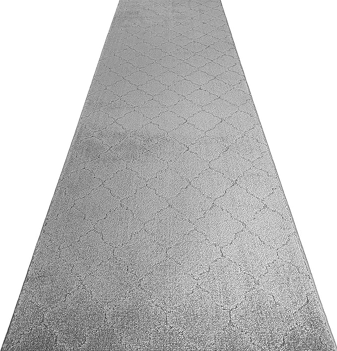 Custom Size Modern Runner Rug Carpet for Hallway Entryway Foyer Kitchen, Slip Resistant Latex Rubber Backed 31 inch Wide X Customized Length, Clouds Grey, 31 inch X 14 feet