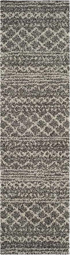 SAFAVIEH Arizona Shag Collection Runner - 2'6" x 14', Brown & Ivory, Moroccan Design, Non-Shedding & Easy Care, 1.6-inch Thick, Ideal for The Living Room, Dining, Bedroom (ASG741B)