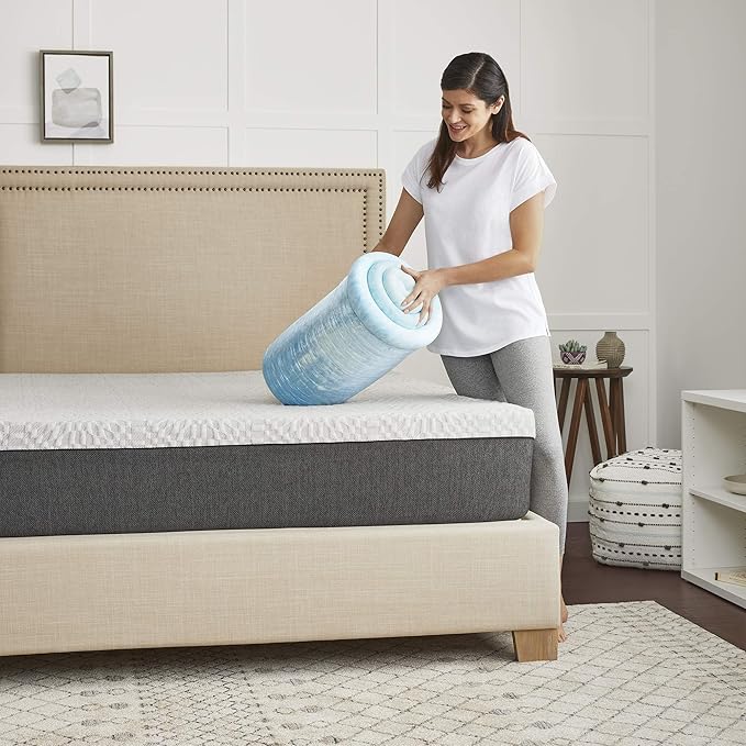 2" SealyChill™ Memory Foam Mattress Topper, Washable Allergen Resistant Cover, Queen (F02-00159-QN0) , White