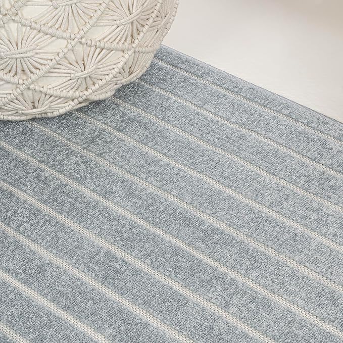Eyely NCS101F-3 Odense High-Low Minimalist Angle Geometric Light Blue/Cream 3 ft. x 5 ft. Indoor/Outdoor Area Rug, for Home, Backyard, Patio, Porch, Bedroom, Kitchen, Living Room