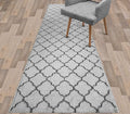 Custom Size Modern Runner Rug Carpet for Hallway Entryway Foyer Kitchen, Slip Resistant Latex Rubber Backed 31 inch Wide X Customized Length, Trellis Grey, 31 inch X 29 feet