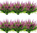 12 Bundles Outdoor Artificial Plants Flowers UV Resistant Fake Grass Plants Tropical Faux Bushes Shrubs for Home Front Porch Outside Planter Garden Landscape Décor