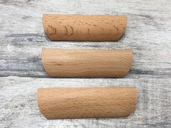 2Pcs Unfinished Wood Solid Furniture Pulls Handles,Unfinished Unpainted Paintable Wooden Handles Cupboard Closet Drawer Handle Pull,Length 3.54",Hole Dis.2.52"