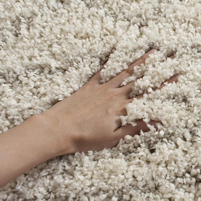 SAFAVIEH Arizona Shag Collection Area Rug - 8' Square, Ivory & Beige, Moroccan Design, Non-Shedding & Easy Care, 1.6-inch Thick Ideal for High Traffic Areas in Living Room, Bedroom (ASG741A)