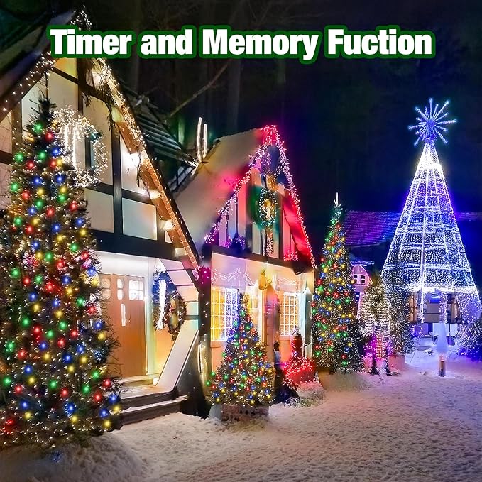 RPGT 200 LEDs 73ft Green Cable Wire Low Voltage Fairy String Tree Twinkle Lights 12 Modes for Christmas Party, Halloween, Outdoor, Garden, Wedding, Home Decoration (Purple)